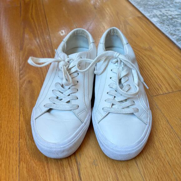 Madewell Leather Sidewalk Low-Top Sneakers Off White Women's Size 7.5 - Picture 2 of 8